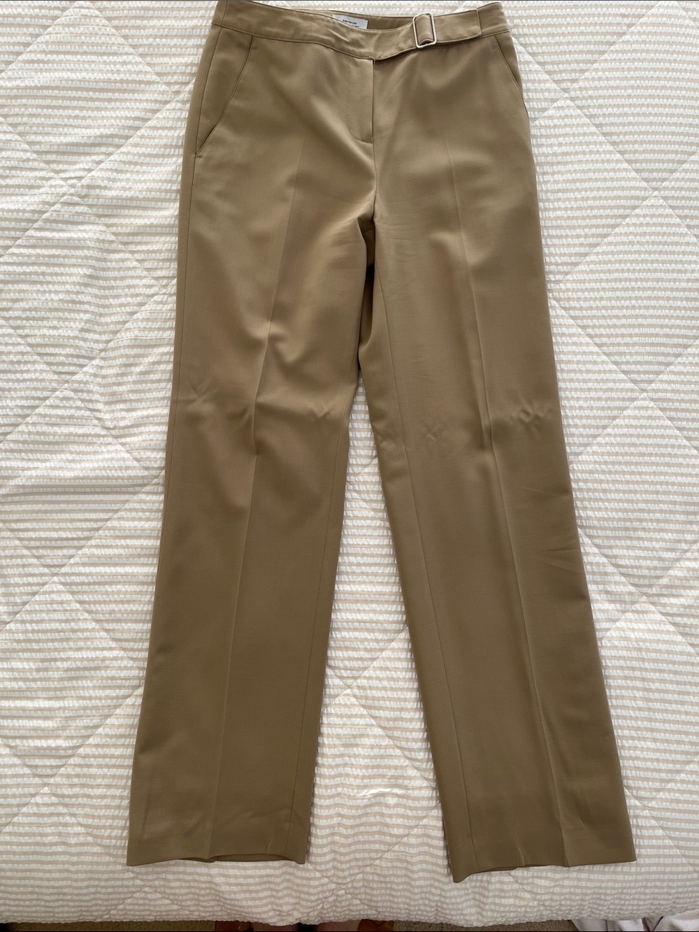 LOFT Belt-Detail Straight-Leg Pants - Taupe